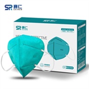 赛仁 N95医用防护口罩 5层防护 无菌型独立装 5片装/盒 (绿色款) 成人耳带式